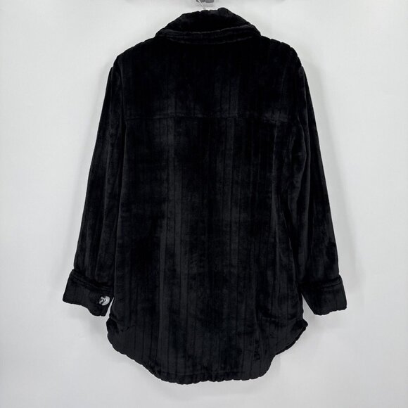 Softies Button Down Embossed Shacket Plush Shirt Jacket size S Black NEW Sample - Picture 7 of 7